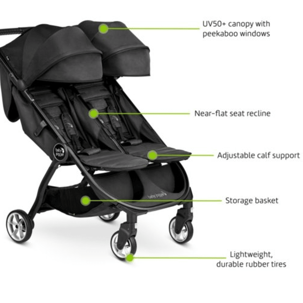 Double stroller with sales rubber tires