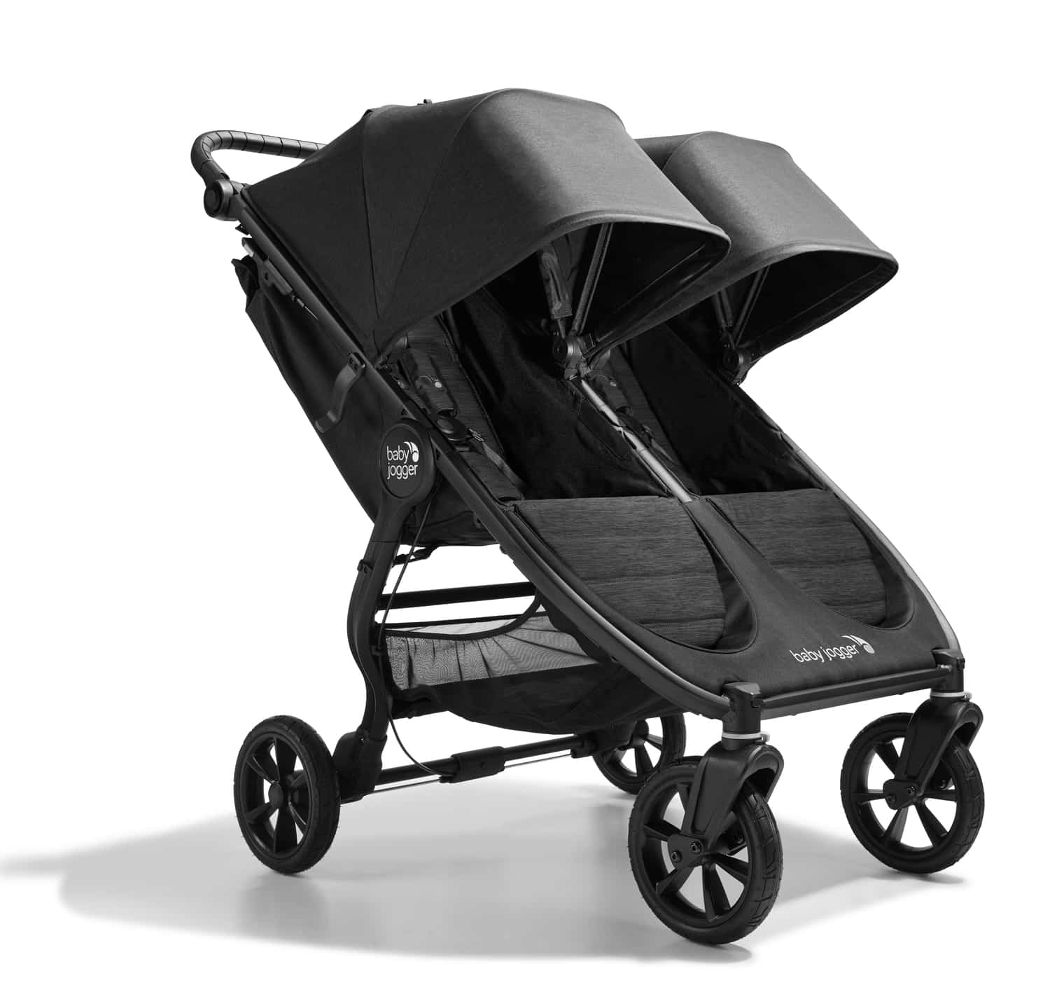 Double stroller compact store fold