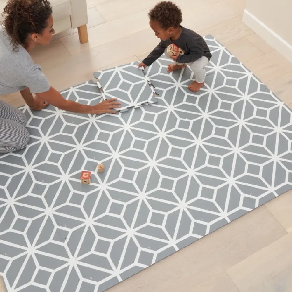 Grey and white puzzle cheap play mat